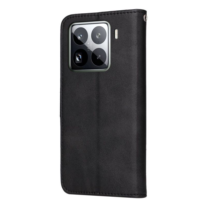 Flip Cover Xiaomi 15 Pro Ensfarvet Lædereffekt Med Rem