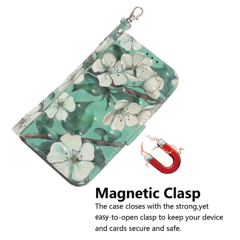 Flip Cover Xiaomi 15 Pro Hvide Blomsterrem