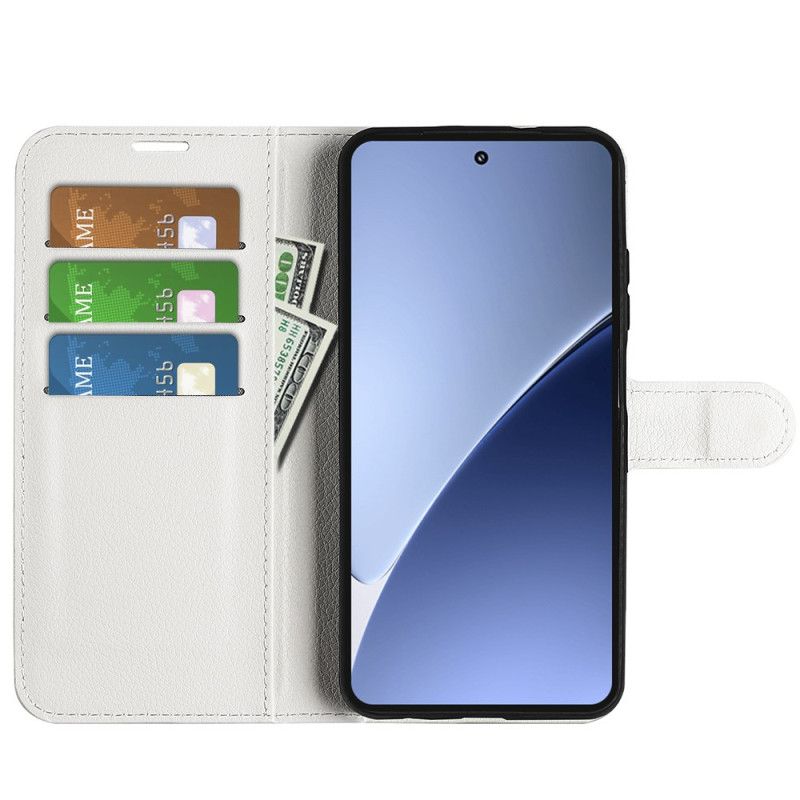 Flip Cover Xiaomi 15 Pro Klassisk Litchi-kunstlæder