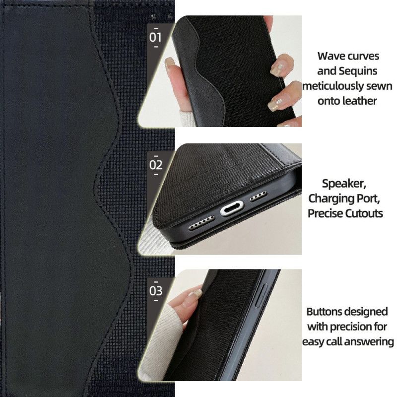 Flip Cover Xiaomi 15 Pro Rfid-beskyttelse Med Bølgemønster