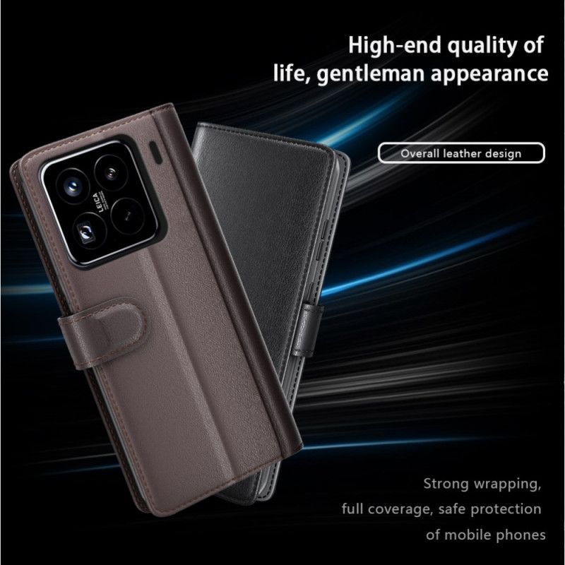 Læder Cover Xiaomi 15 Pro Telefon Etui Ægte Læder