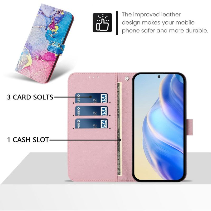 Læder Cover Xiaomi 15 Pro Telefon Etui Farverig Marmor