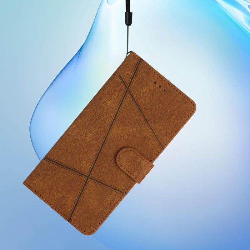 Læder Cover Xiaomi 15 Pro Telefon Etui Linjer Og Striber Med Rem