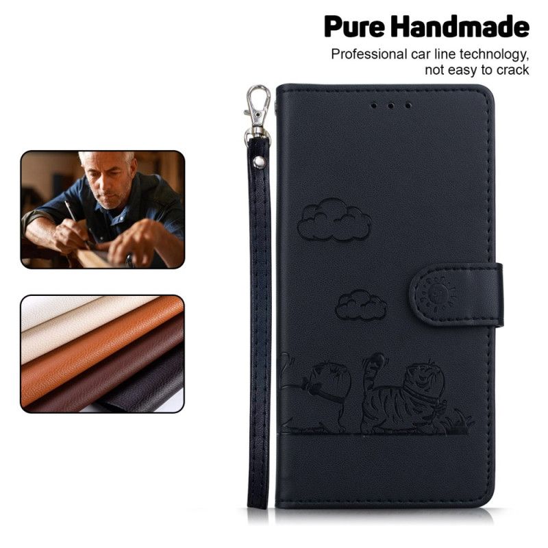 Læder Cover Xiaomi 15 Pro Telefon Etui Rfid-blokerende Kattemotiv