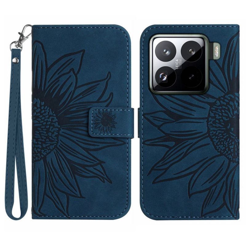 Læder Cover Xiaomi 15 Pro Telefon Etui Solsikkeprintrem
