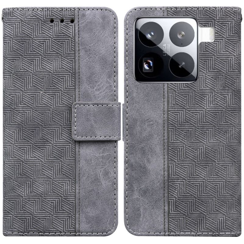 Læder Cover Xiaomi 15 Pro Vævet Mønster