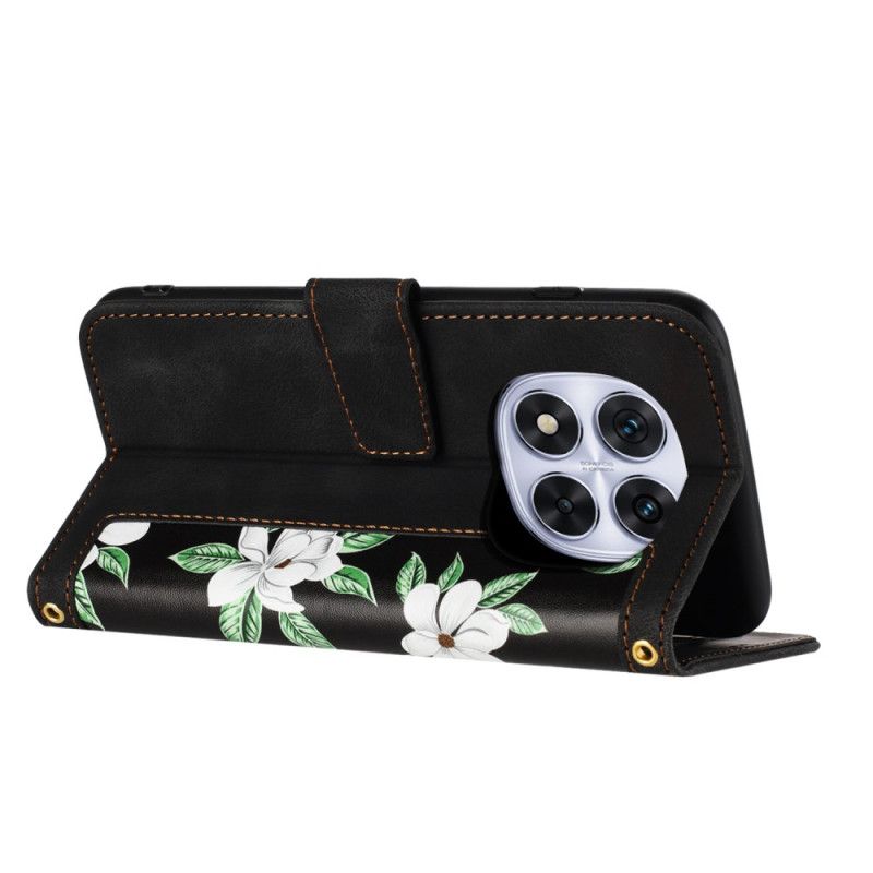 Flip Cover Poco X7 5g Blomsterprint Med Rem