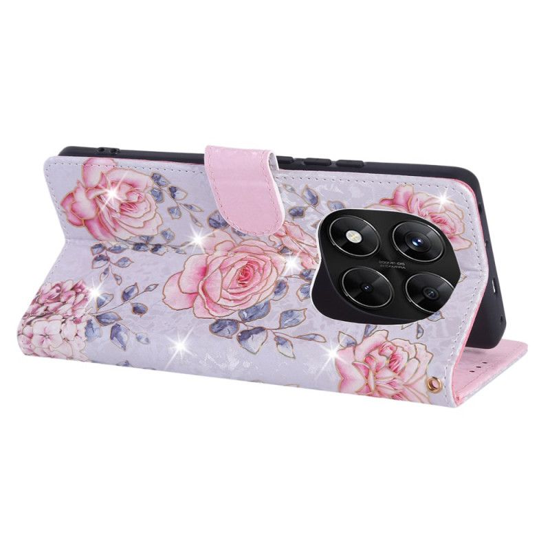 Flip Cover Poco X7 5g Rfid-blokerende Blomsterdesign