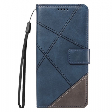 Flip Cover Til Poco X7 5g Tofarvet Stribet Med Rem