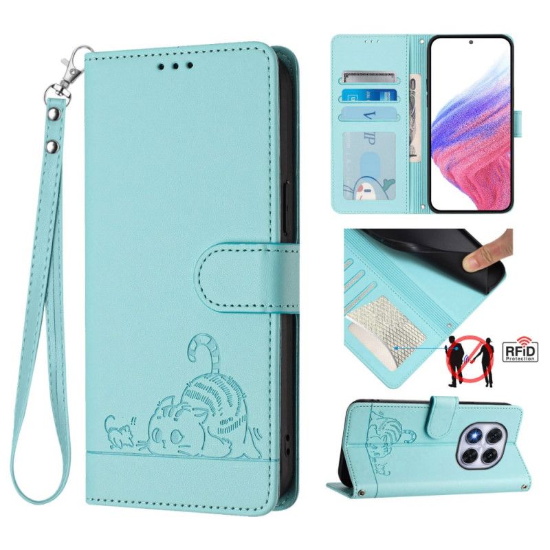 Læder Cover Poco X7 5g Rfid-beskyttelseskattemotiv