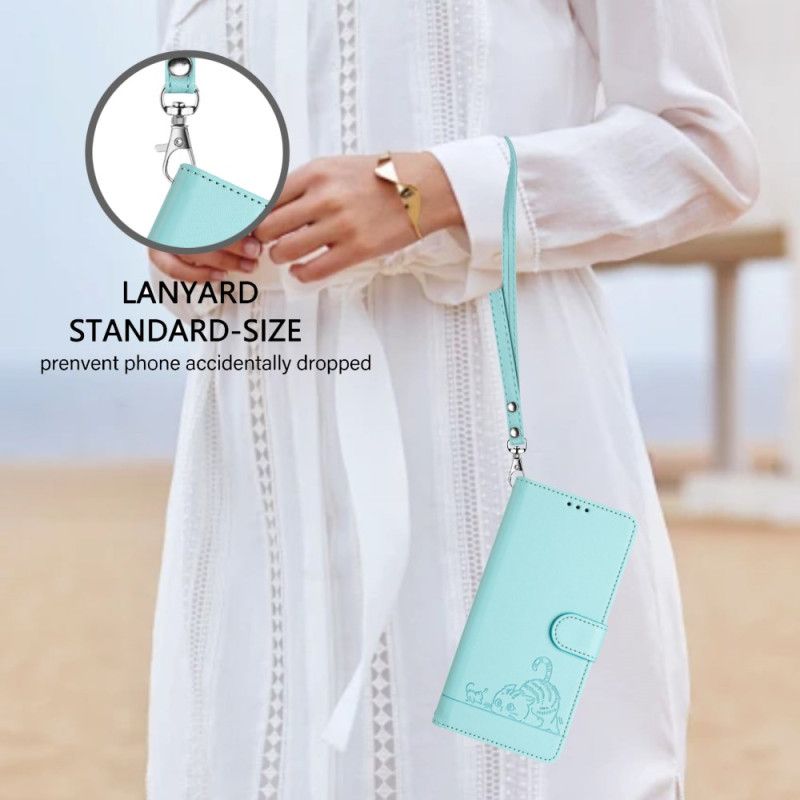 Læder Cover Poco X7 5g Rfid-beskyttelseskattemotiv