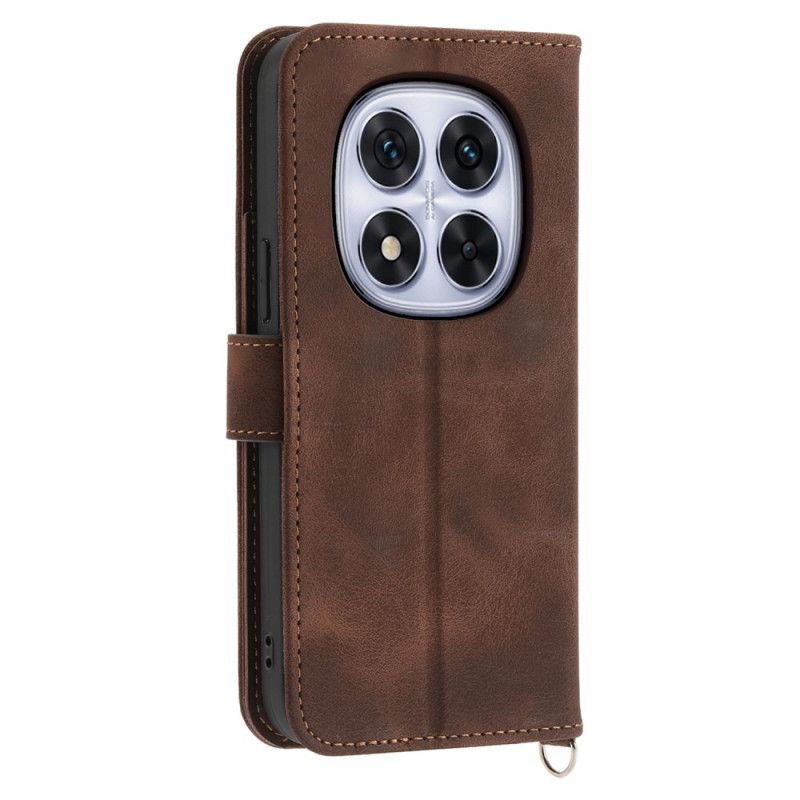 Læder Cover Poco X7 5g Telefon Etui Blondemønster Med Rem Og Skulderrem