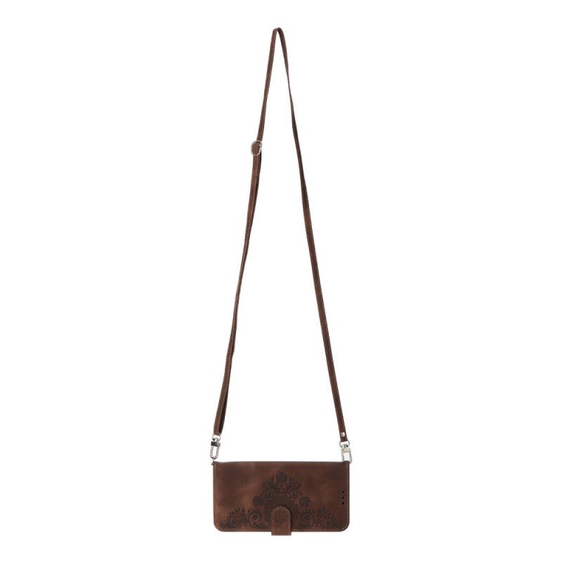 Læder Cover Poco X7 5g Telefon Etui Blondemønster Med Rem Og Skulderrem