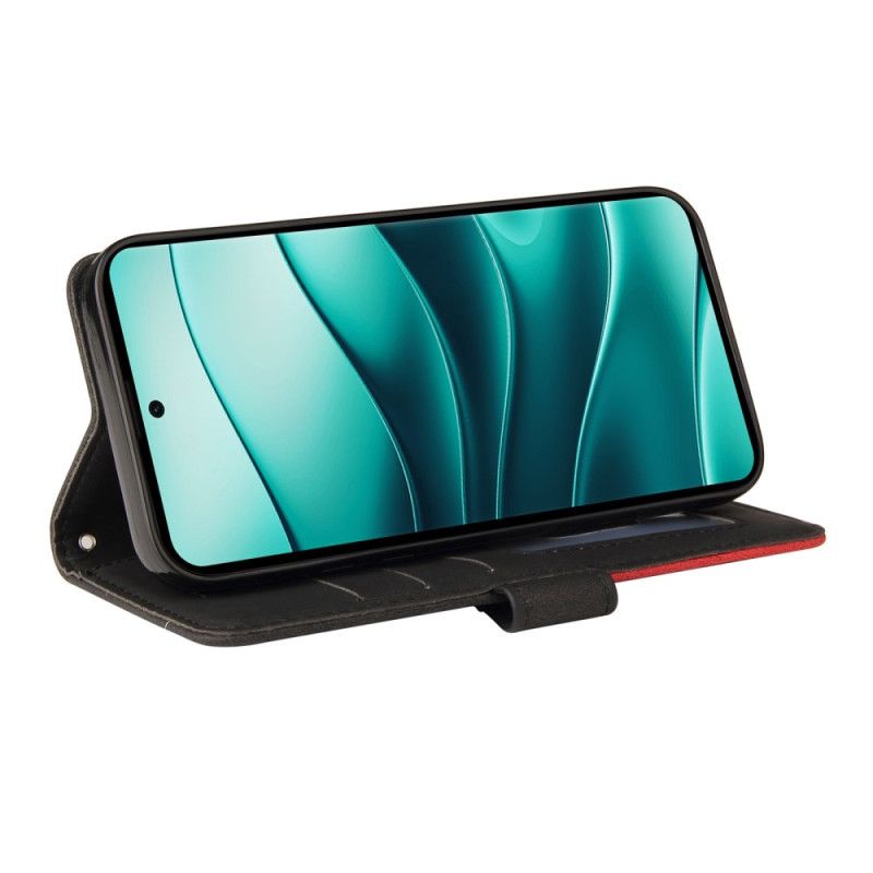 Læder Cover Poco X7 5g Telefon Etui Tofarvede Bølgede Linjer