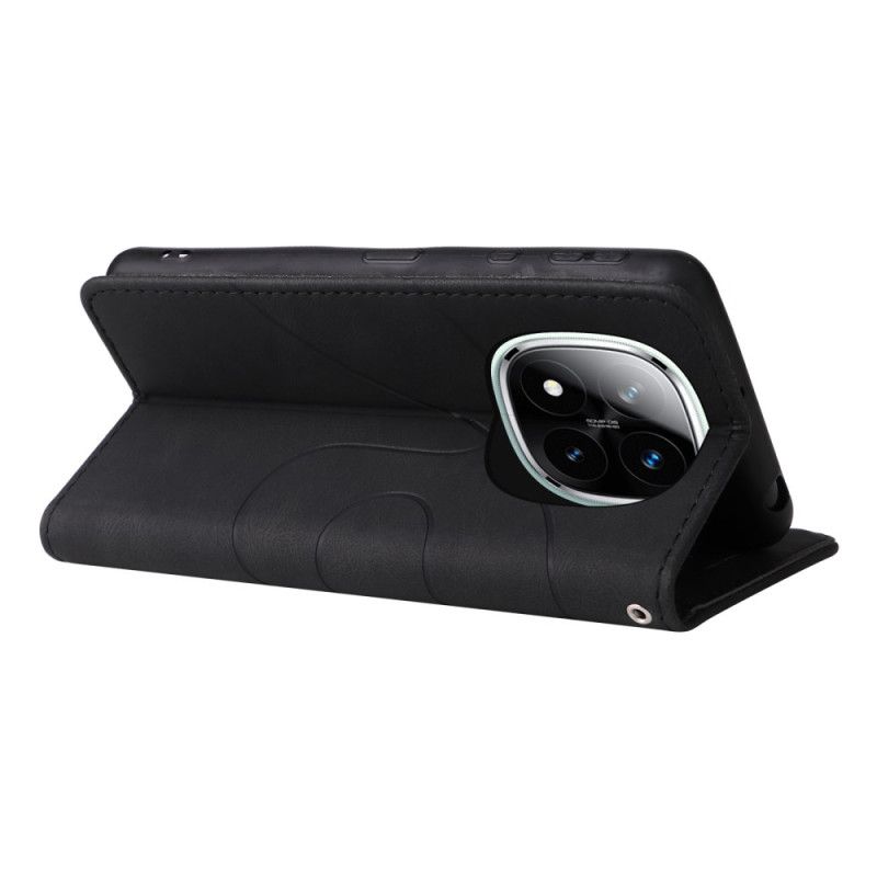 Læder Cover Poco X7 5g Telefon Etui Tofarvede Bølgede Linjer