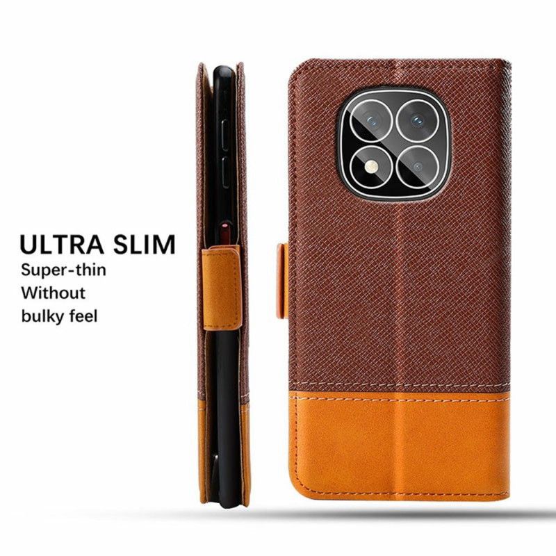 Læder Cover Poco X7 5g Telefon Etui Tofarvet Design