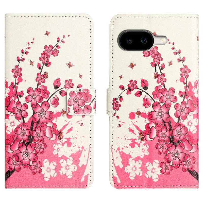 Læder Cover Google Pixel 10a Telefon Etui Blommeblomster