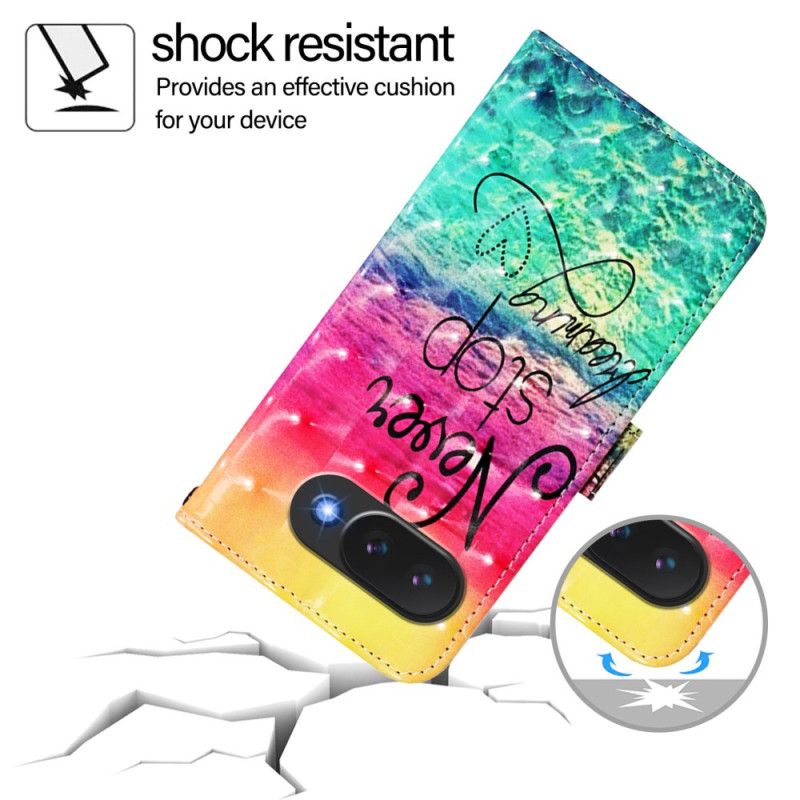 Læder Cover Google Pixel 10a Telefon Etui Hold Aldrig Op Med At Drømme