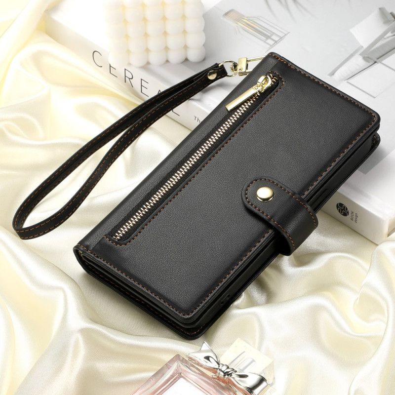 Læder Cover Google Pixel 10a Telefon Etui Lynlåslomme Og Stropper