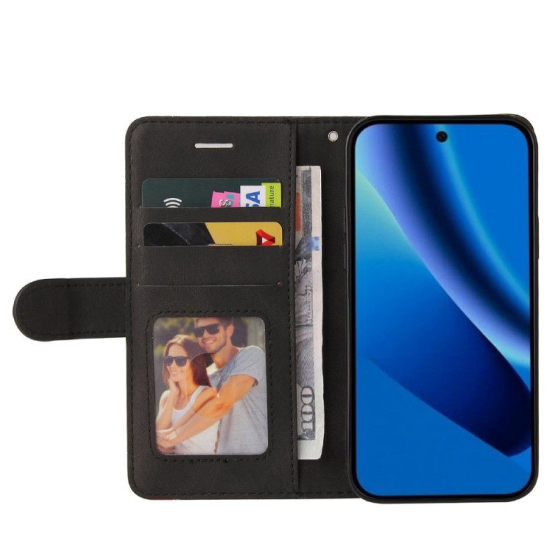 Læder Cover Google Pixel 10a Telefon Etui Tofarvet Bølget Design