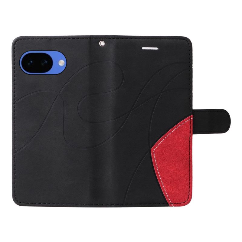 Læder Cover Google Pixel 10a Telefon Etui Tofarvet Bølget Design