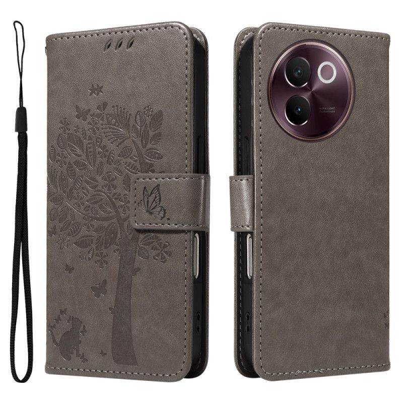 Flip Cover Vivo V40 Lite 5g Kat Og Træ