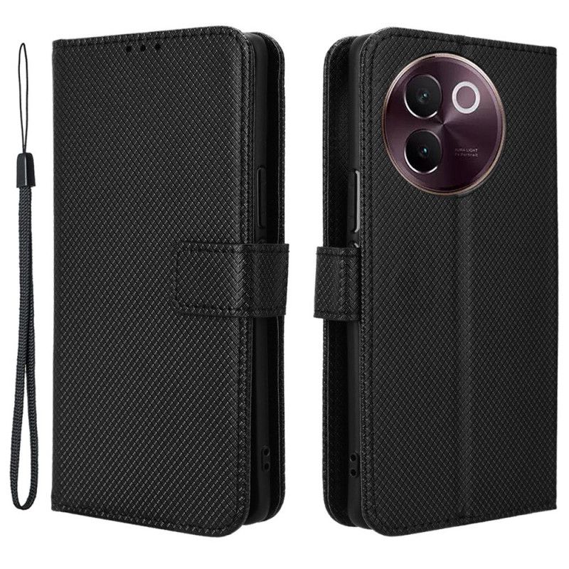 Læder Cover Vivo V40 Lite 5g Telefon Etui Diamanttekstur