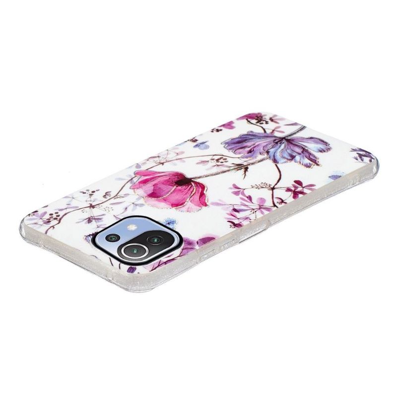 Cover Xiaomi Mi 11 Lite 5G NE / Mi 11 Lite / Mi 11 Lite 5G Anti-fald Lilla Blomst Silikone