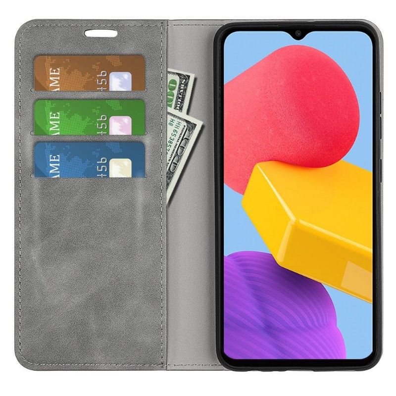 Etui Samsung Galaxy M13 Anti-fald Stativ I Imiteret Læder