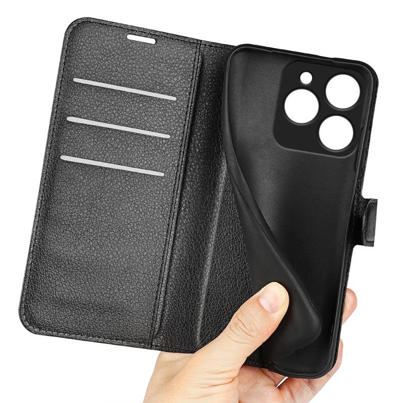 Flip Cover Realme C63 Klassisk Litchi-kunstlæder