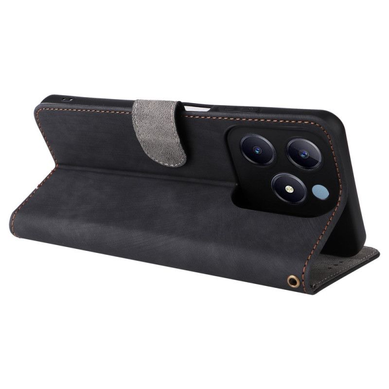 Flip Cover Til Realme C63 Rfid-beskyttelse Ruskindseffekt Med Rem