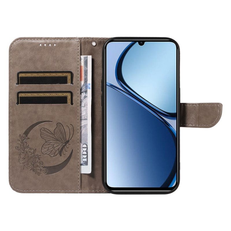 Læder Cover Realme C63 Grafisk Sommerfugl