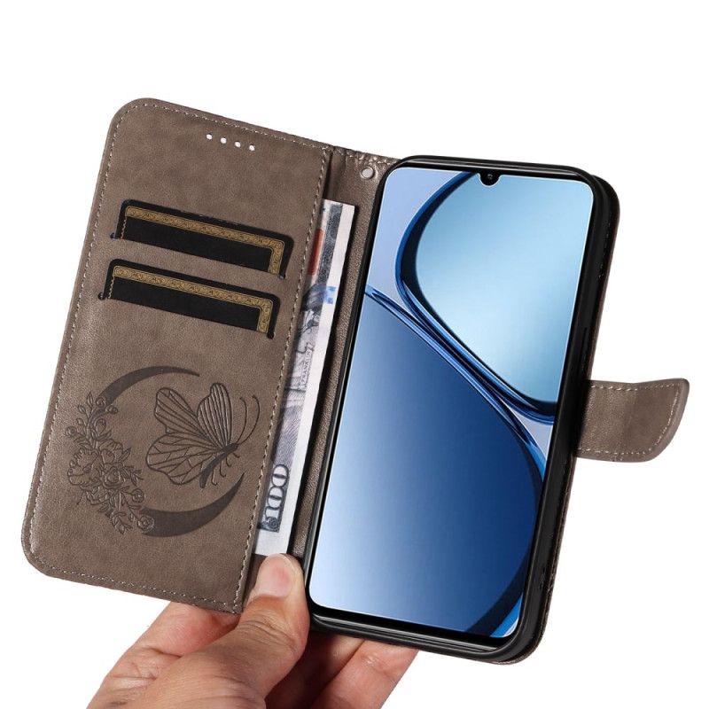 Læder Cover Realme C63 Grafisk Sommerfugl