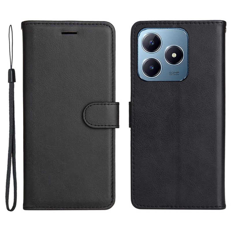 Læder Cover Realme C63 Telefon Etui Ensfarvet Kunstlæder