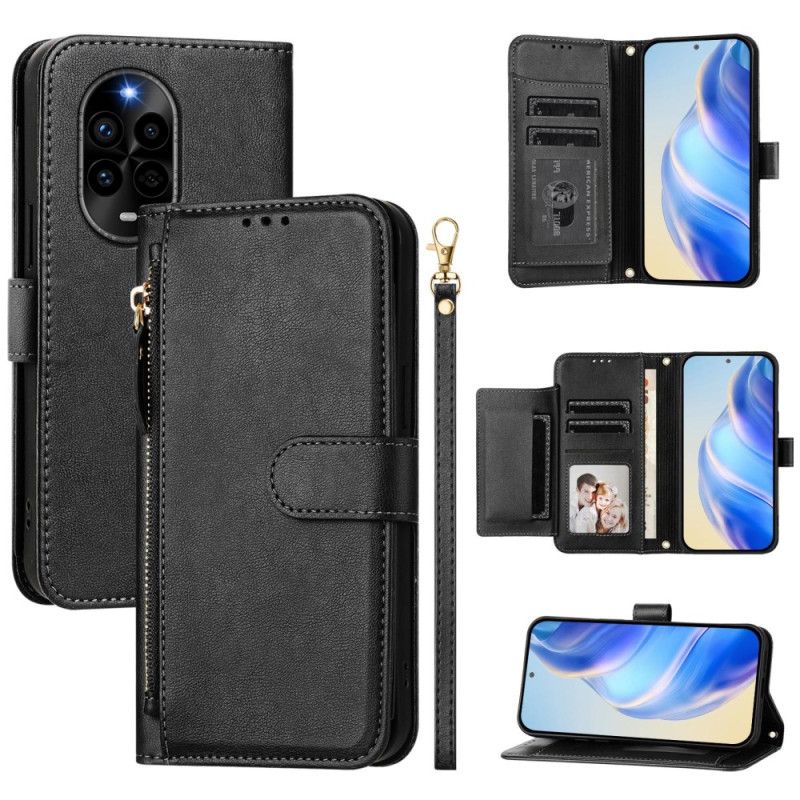 Læder Cover Huawei Nova 13 Pro Pung Med Lynlås