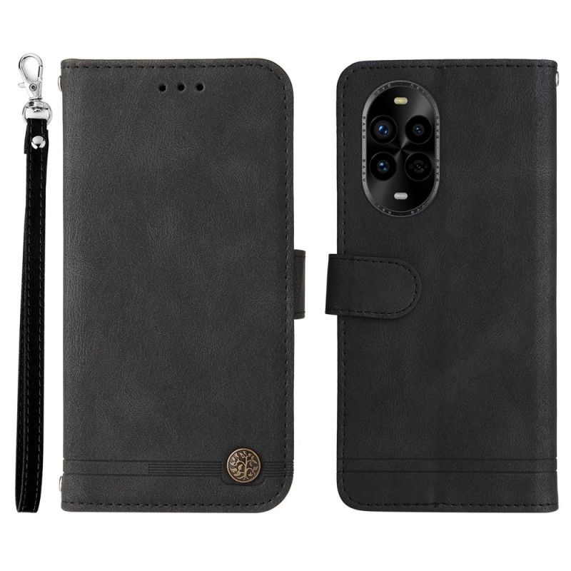Læder Cover Huawei Nova 13 Pro Telefon Etui Dekorativ Nitte Og Snor