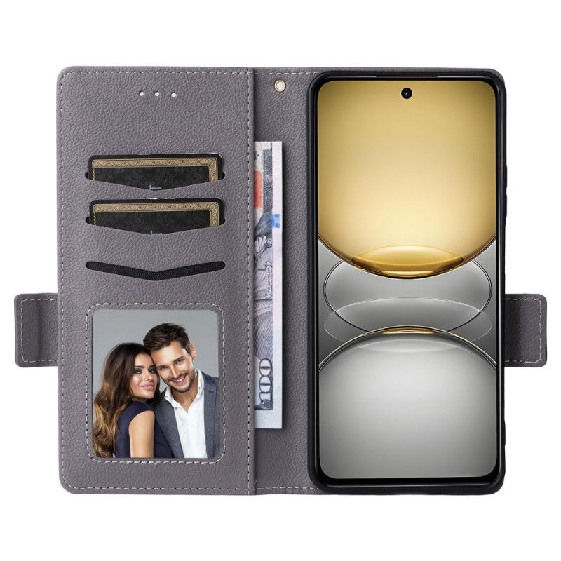 Flip Cover Realme 14x 5g Litchi-kunstlæder Med Rem