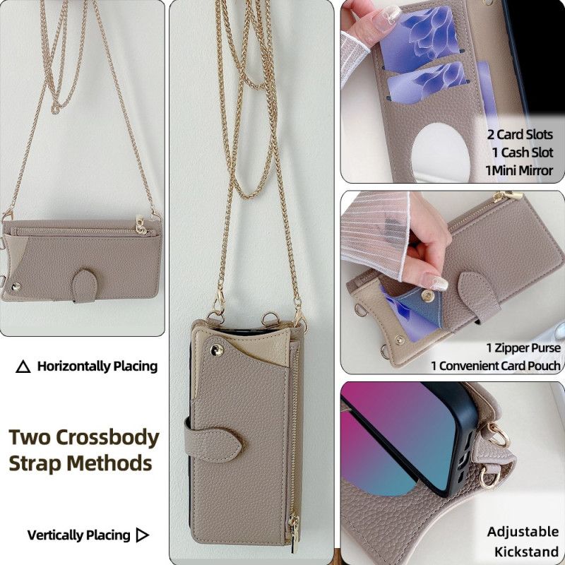 Flip Cover Realme 14x 5g Tofarvet Pung Med Kæde