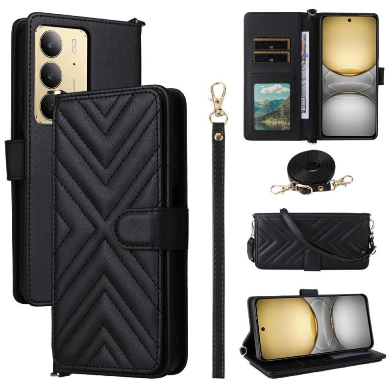 Læder Cover Realme 14x 5g Premium Design Med Rem Og Skulderrem