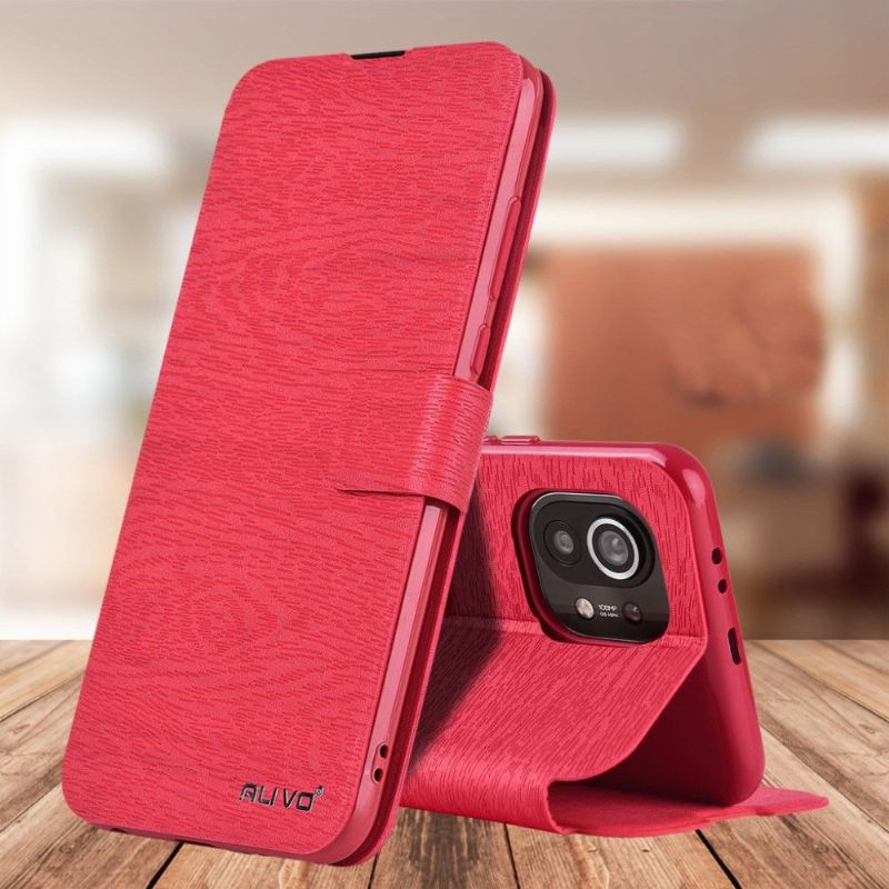 Flip Cover Xiaomi Mi 11 Alivo Barkeffekt I Imiteret Læder
