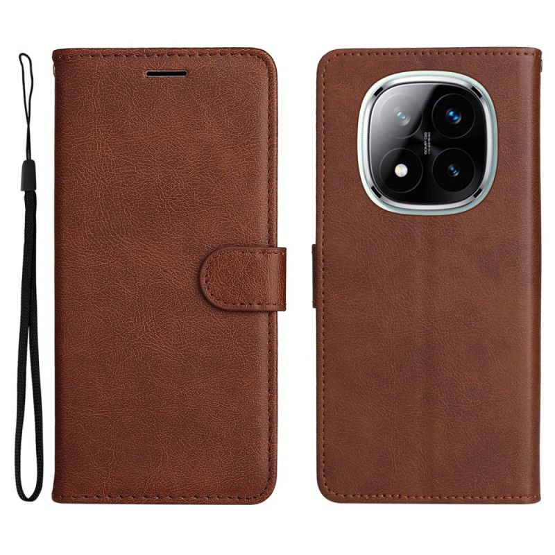 Flip Cover Xiaomi Redmi Note 14 Pro Plus 5g Ensfarvet Kunstlæder