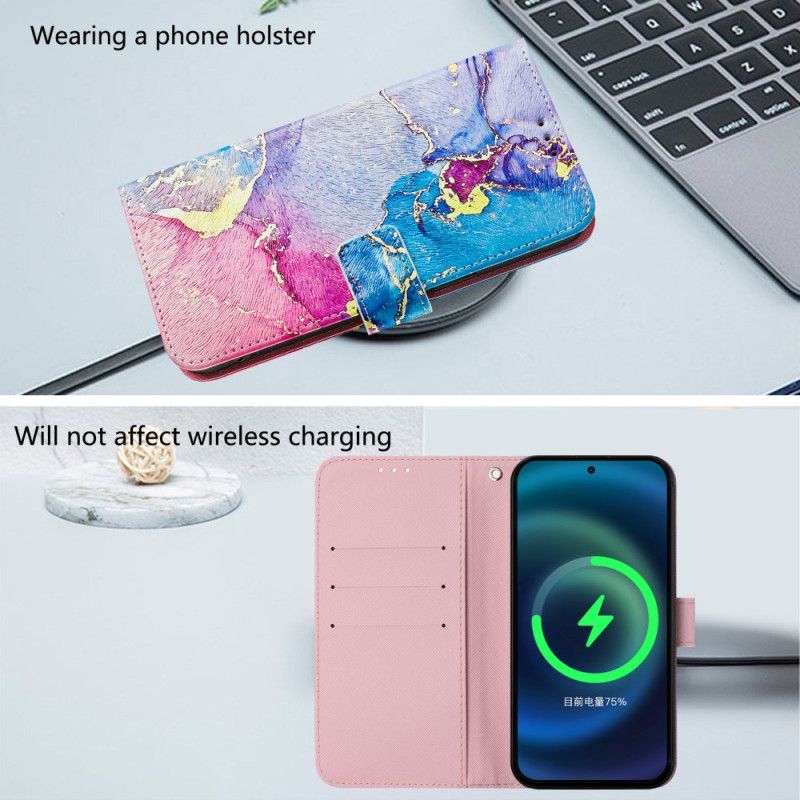 Flip Cover Xiaomi Redmi Note 14 Pro Plus 5g Flerfarvet Marmormønster