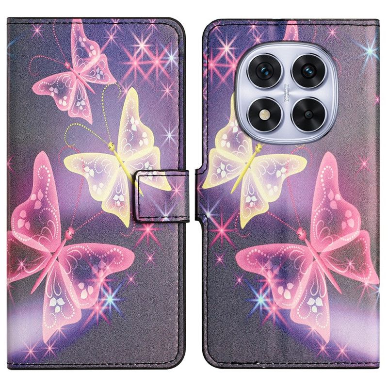 Flip Cover Xiaomi Redmi Note 14 Pro Plus 5g Funklende Sommerfugle