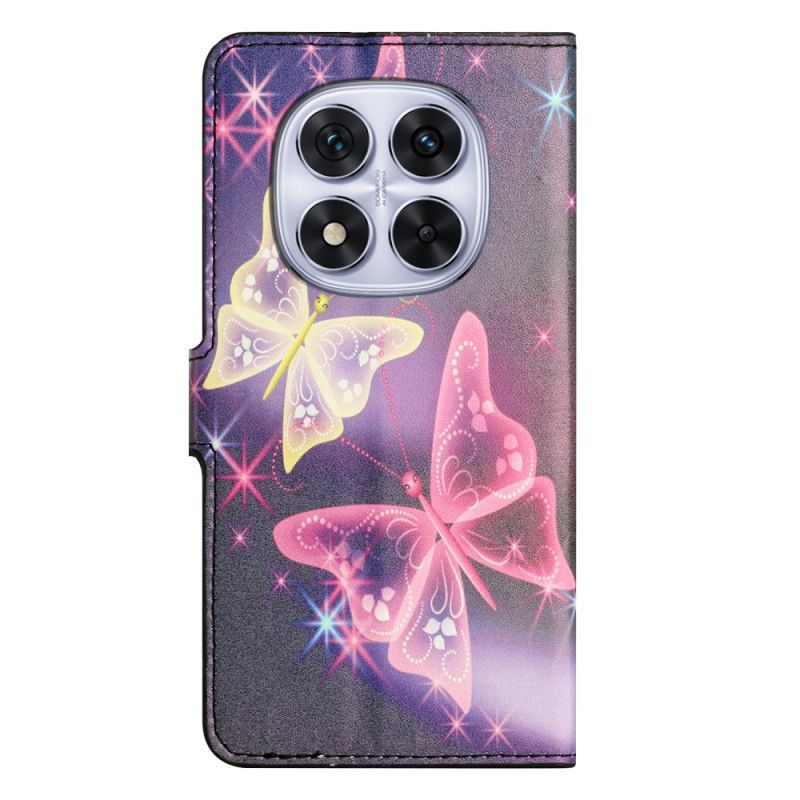 Flip Cover Xiaomi Redmi Note 14 Pro Plus 5g Funklende Sommerfugle