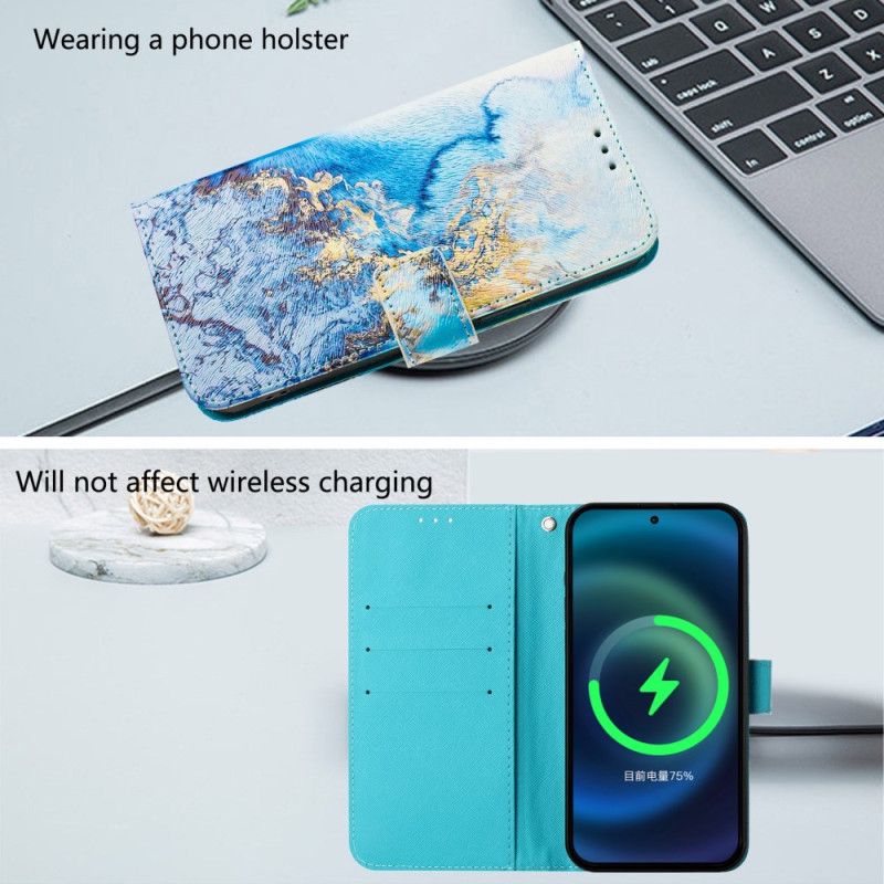Flip Cover Xiaomi Redmi Note 14 Pro Plus 5g Oceanmarmormønster