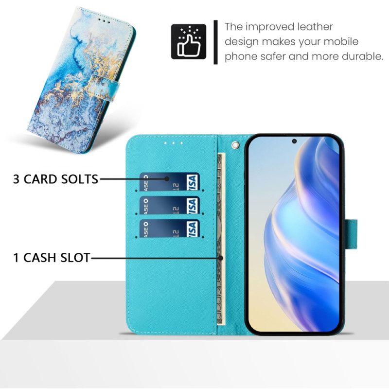 Flip Cover Xiaomi Redmi Note 14 Pro Plus 5g Oceanmarmormønster