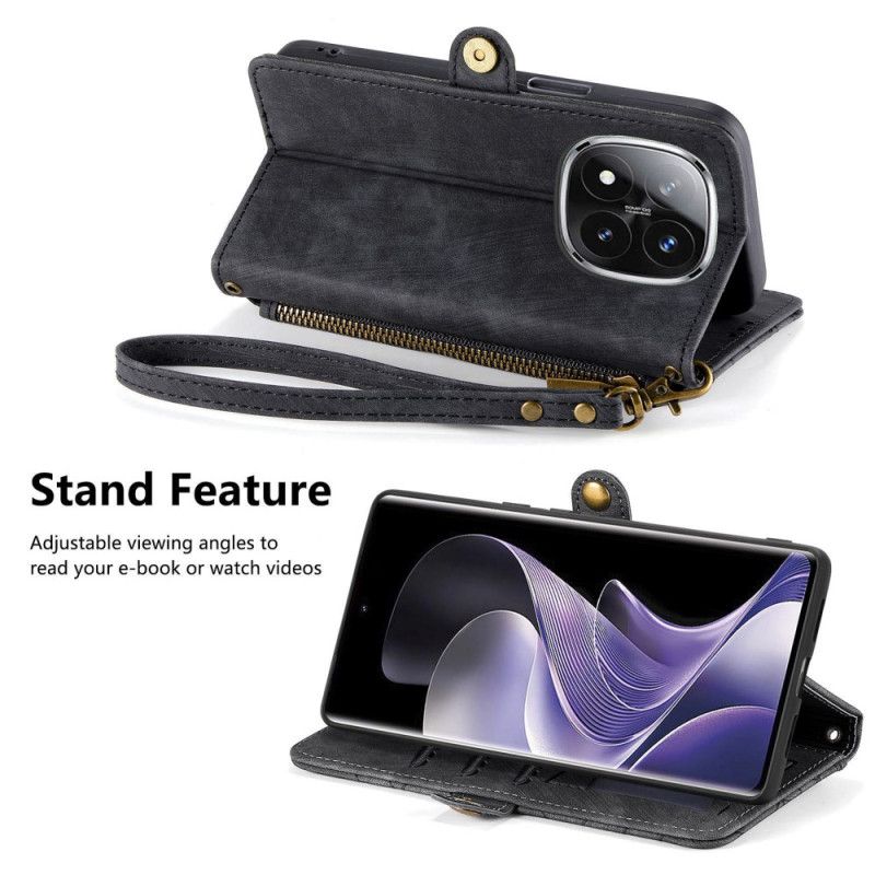 Læder Cover Xiaomi Redmi Note 14 Pro Plus 5g Pung Med Geometriske Linjer