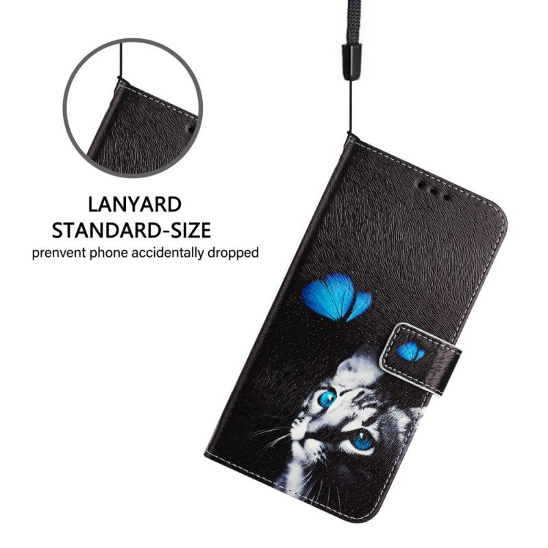 Læder Cover Xiaomi Redmi Note 14 Pro Plus 5g Sommerfugle- Og Kattemønster
