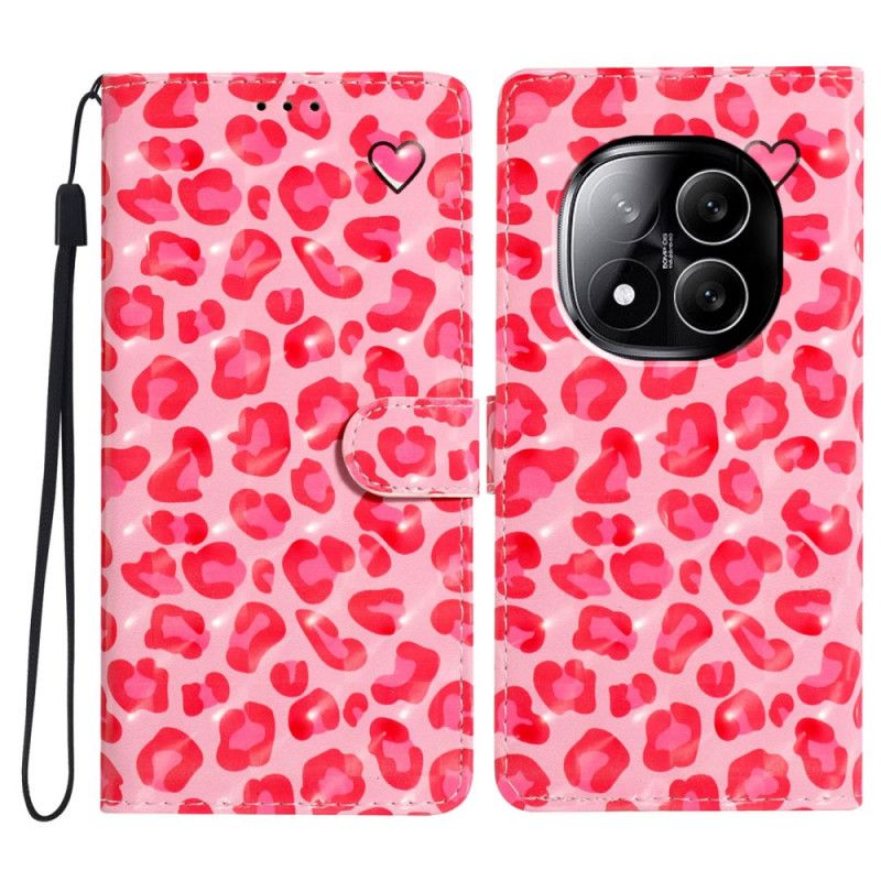 Læder Cover Xiaomi Redmi Note 14 Pro Plus 5g Telefon Etui 3d Lyserødt Leopardmønster