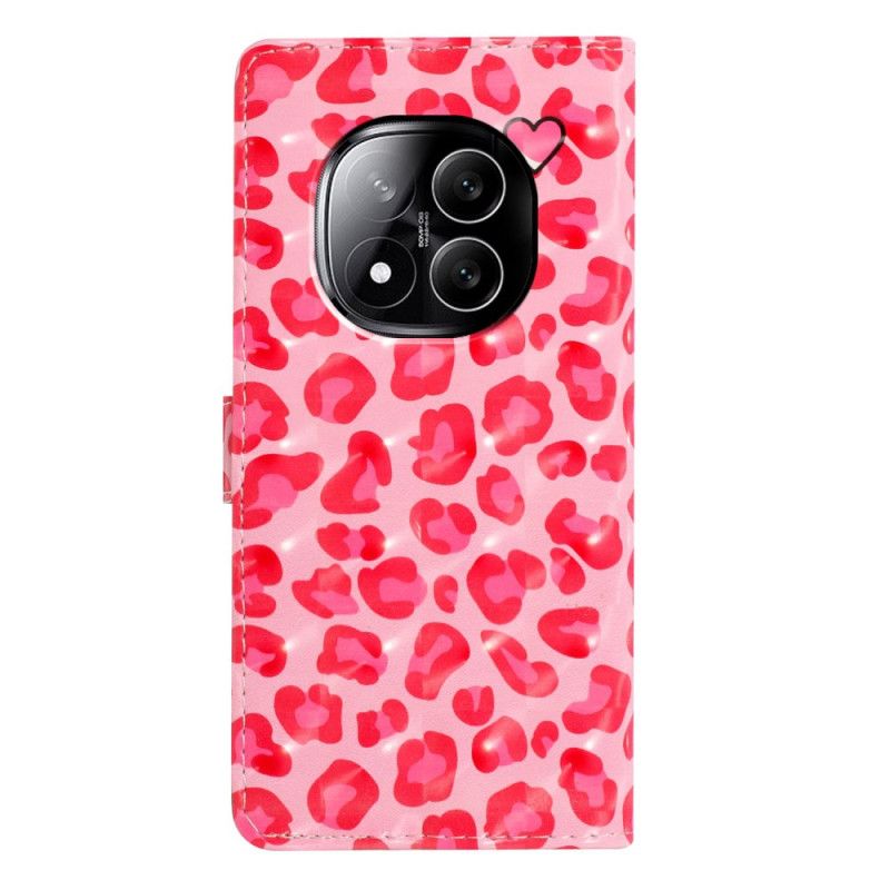 Læder Cover Xiaomi Redmi Note 14 Pro Plus 5g Telefon Etui 3d Lyserødt Leopardmønster